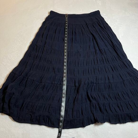 Max Studio Tiered Midi Skirt Size L Prairie Cottagecore Coastal Boho Festival - Picture 6 of 6